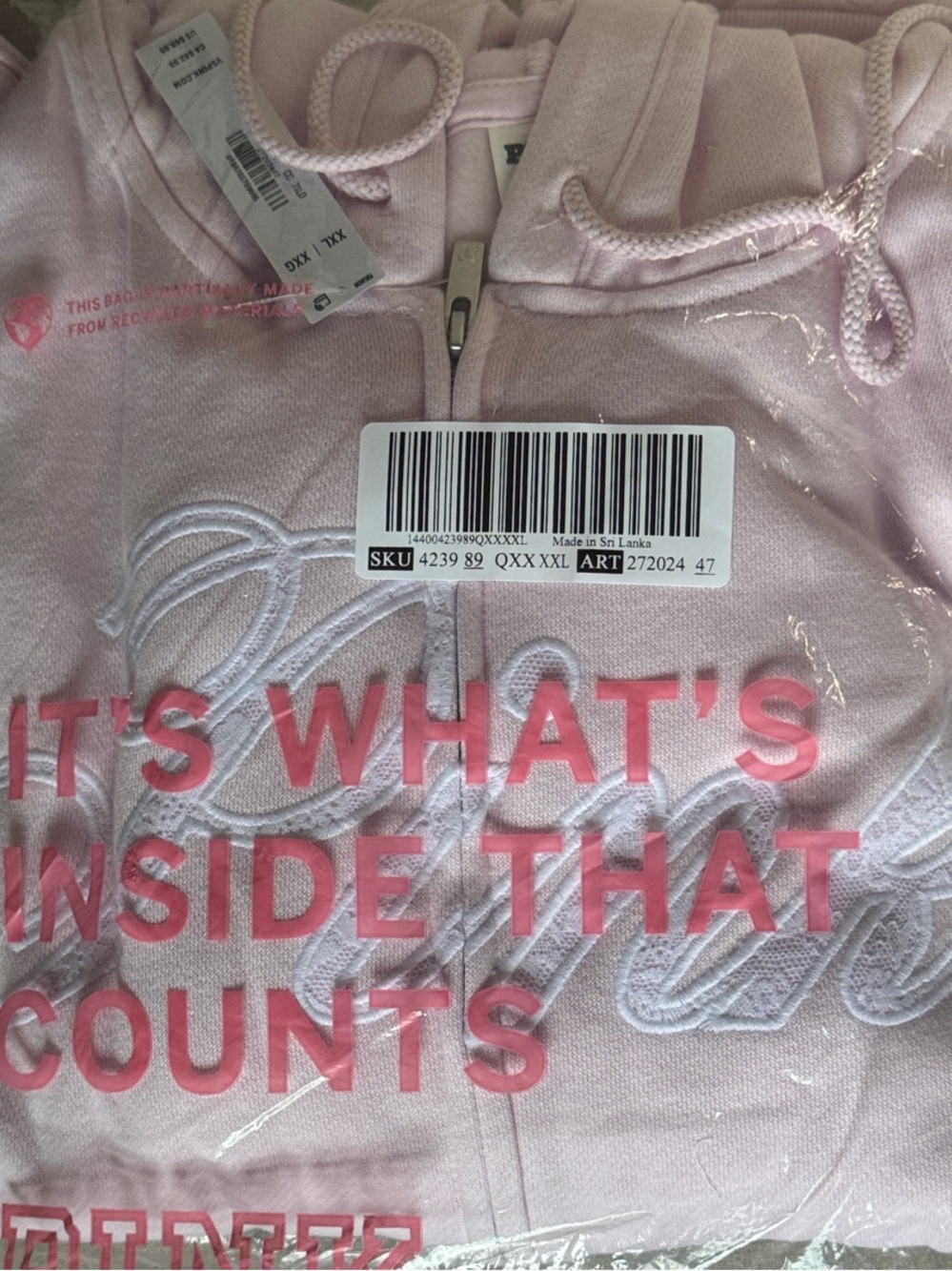 PINK Victoria's Secret Light Pink Graphic Zip Hoodie